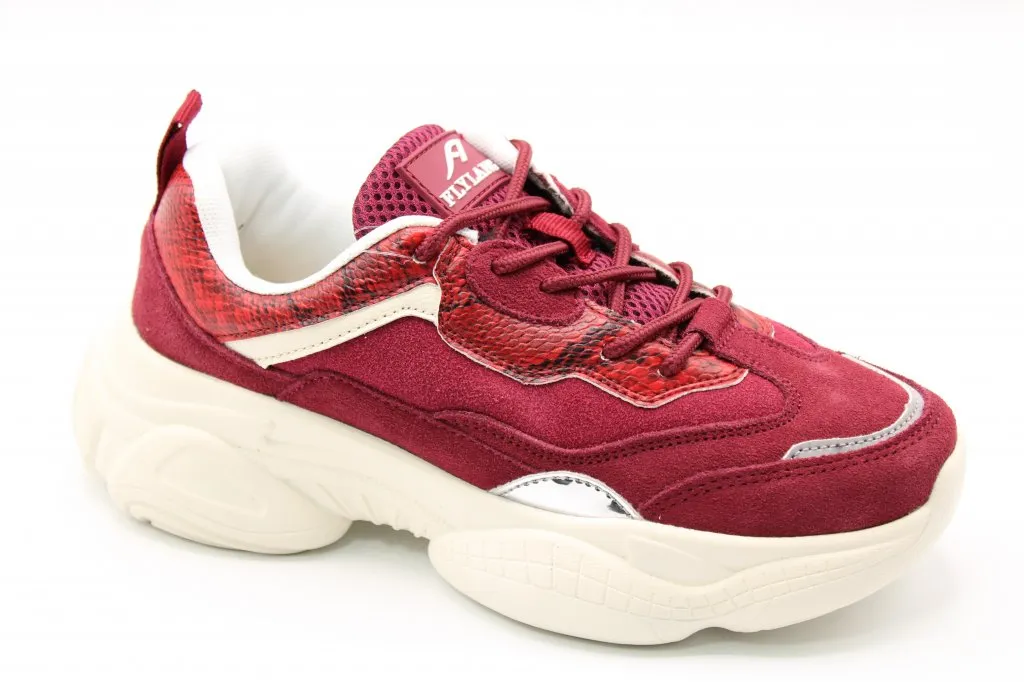 Женские осенние кроссовки бордового цвета FEI LANG BS02-3375