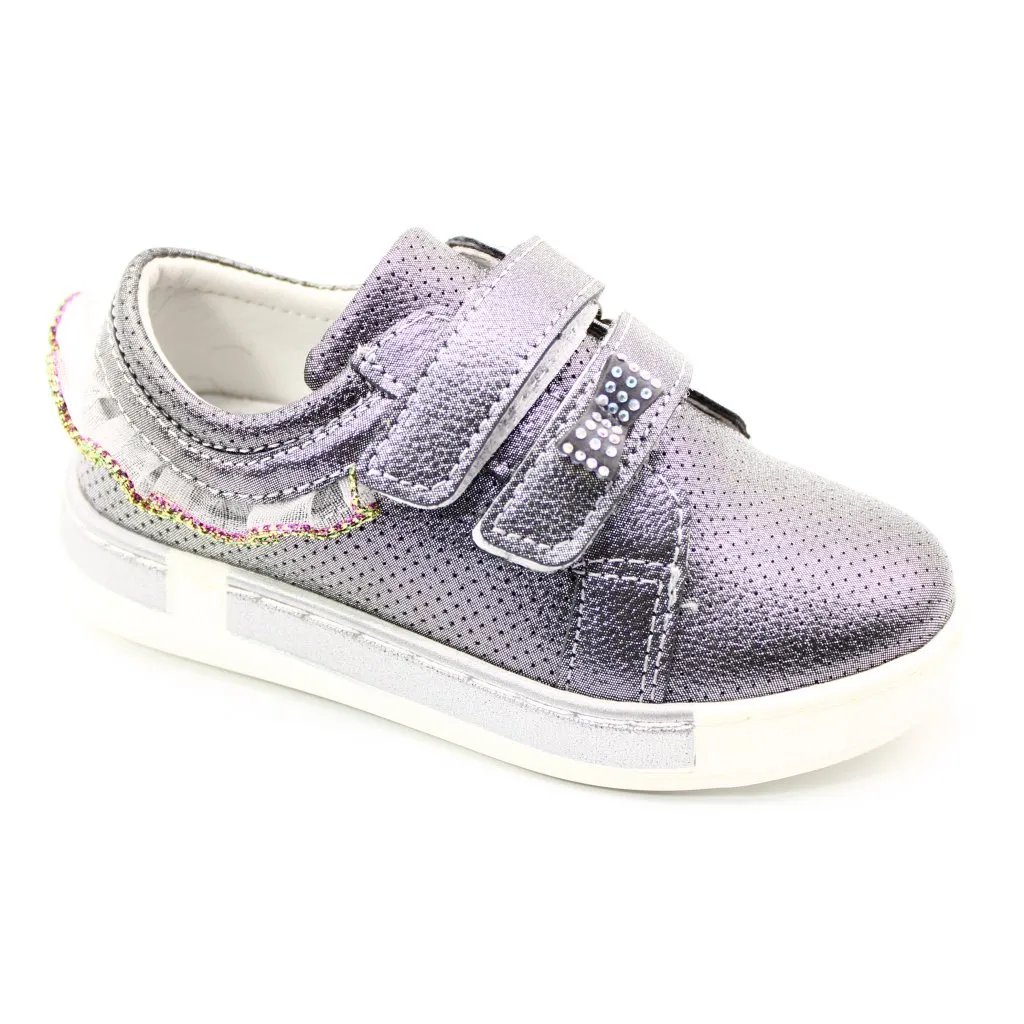 Детские весенние туфли серебряного цвета BESSKY BS03-540