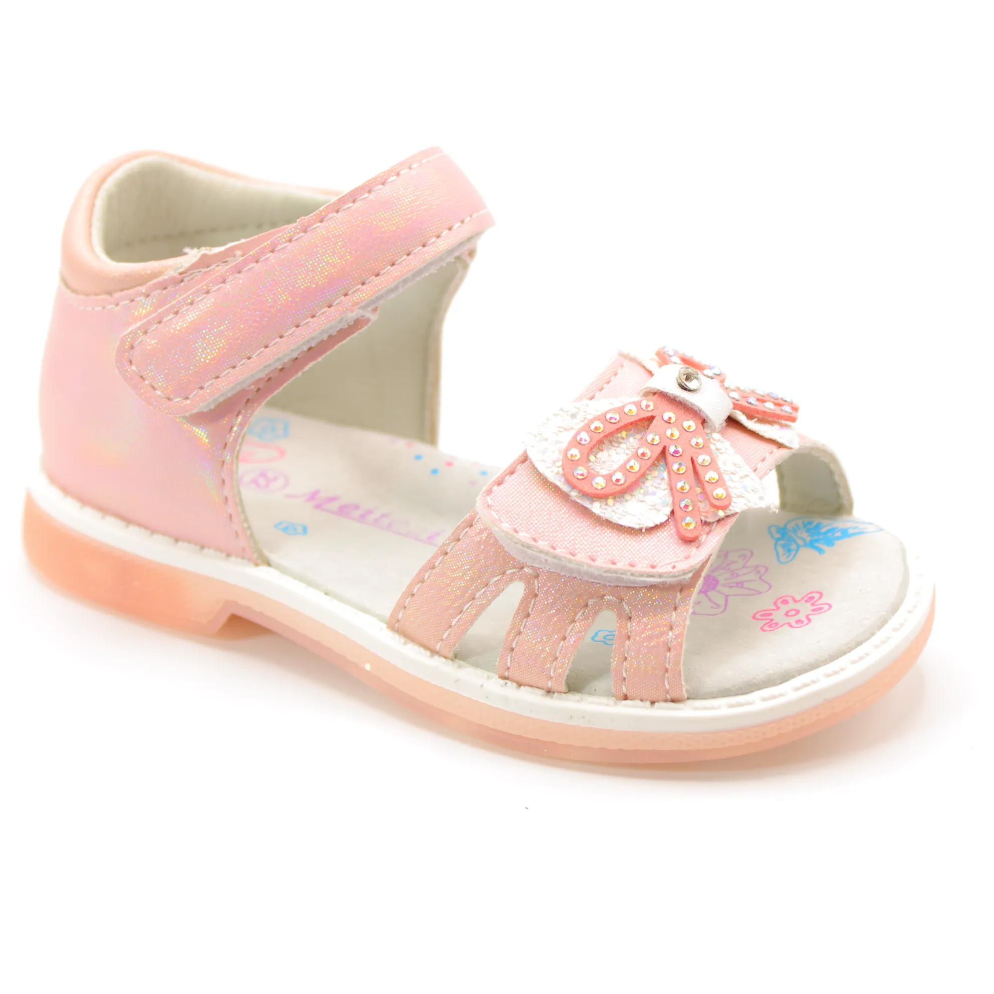 Детские летние босоножки серебряного цвета MEITESI BS06-142