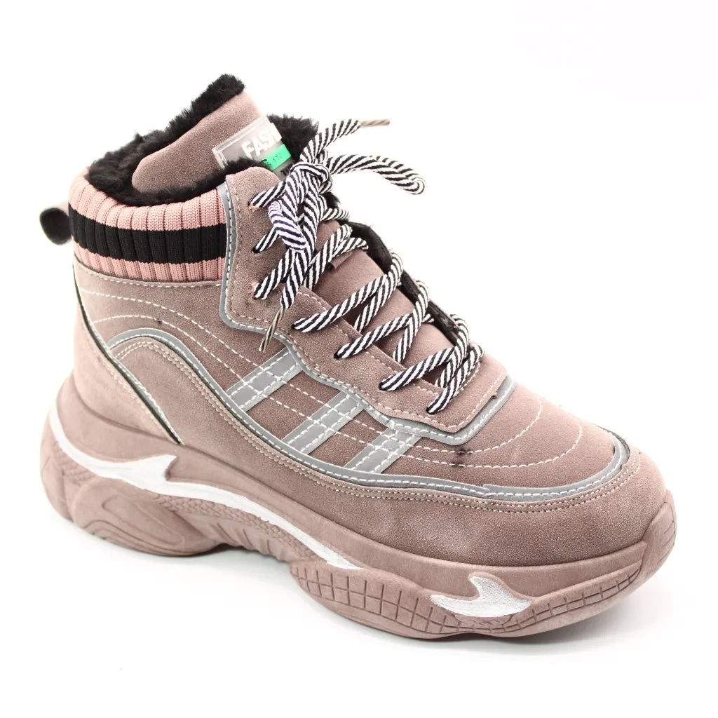 Женские зимние кроссовки коричневого цвета SANYIDIN BS02-565