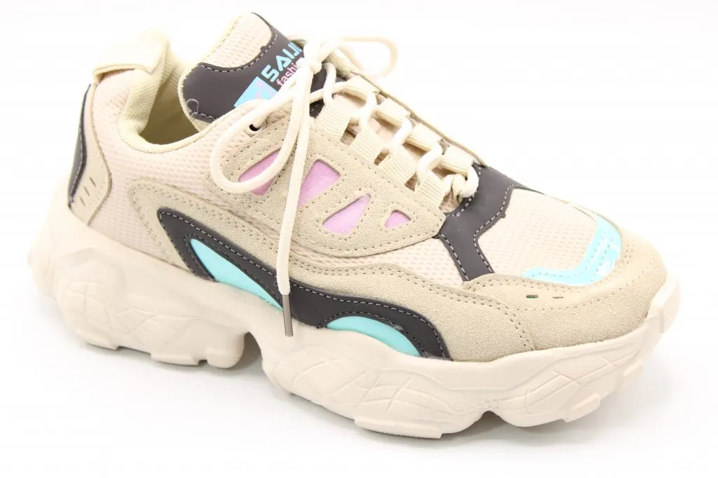 Женские осенние кроссовки бежевого цвета SAIJUN BS02-3225
