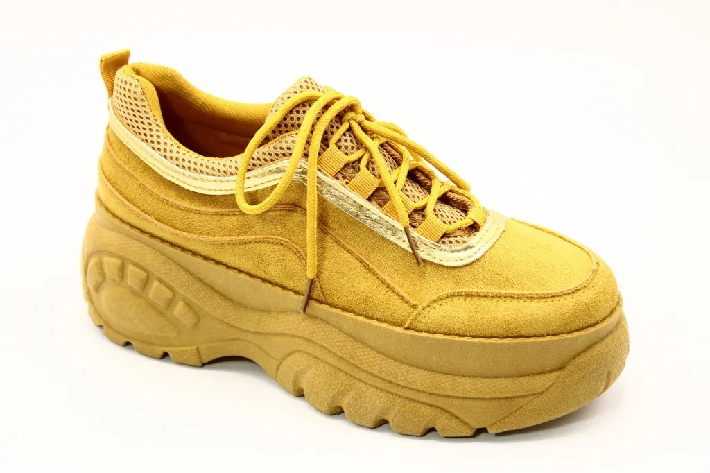 Женские осенние кроссовки горчичного цвета MEITESI BS02-3346