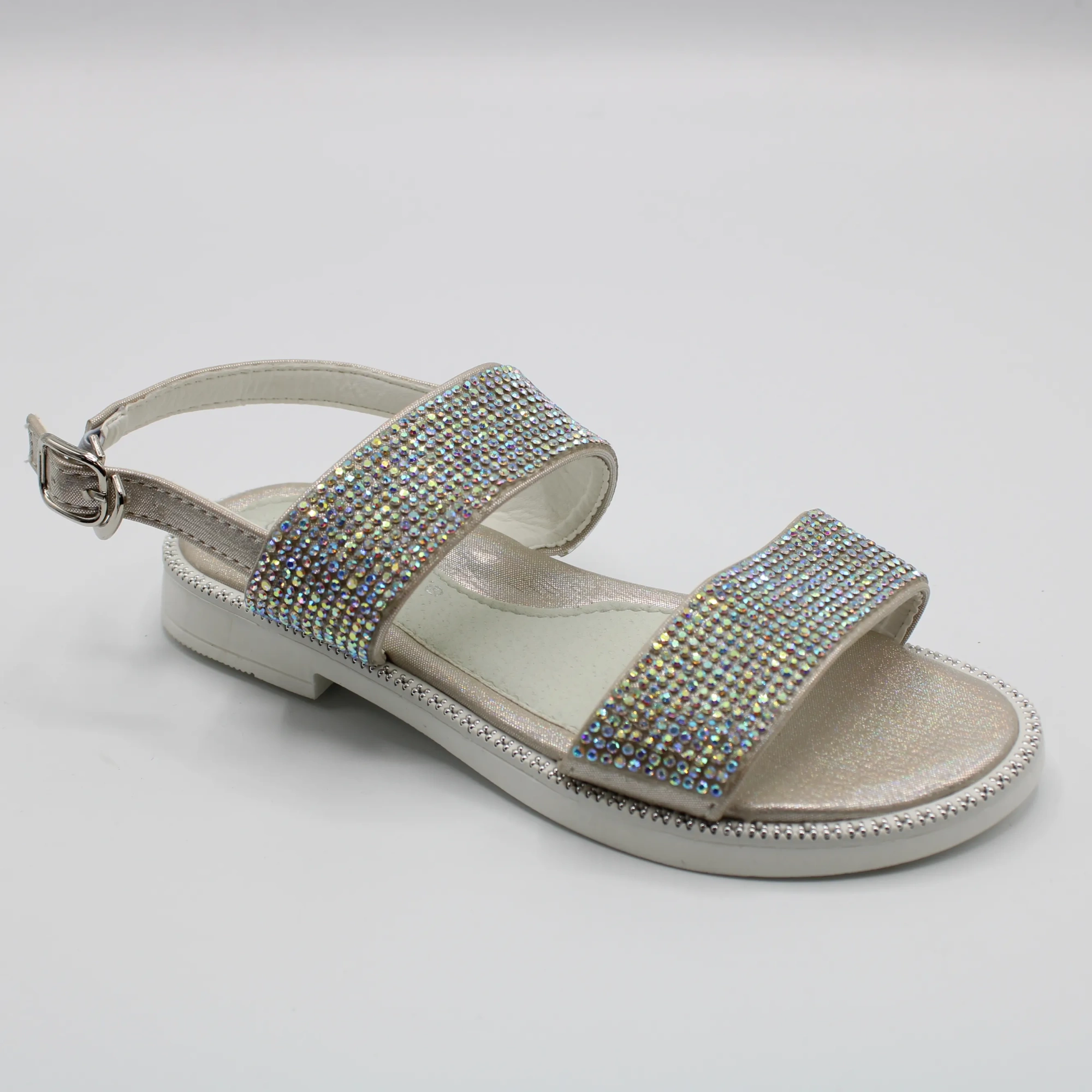Детские летние босоножки серебряного цвета MEITESI BS03-2174